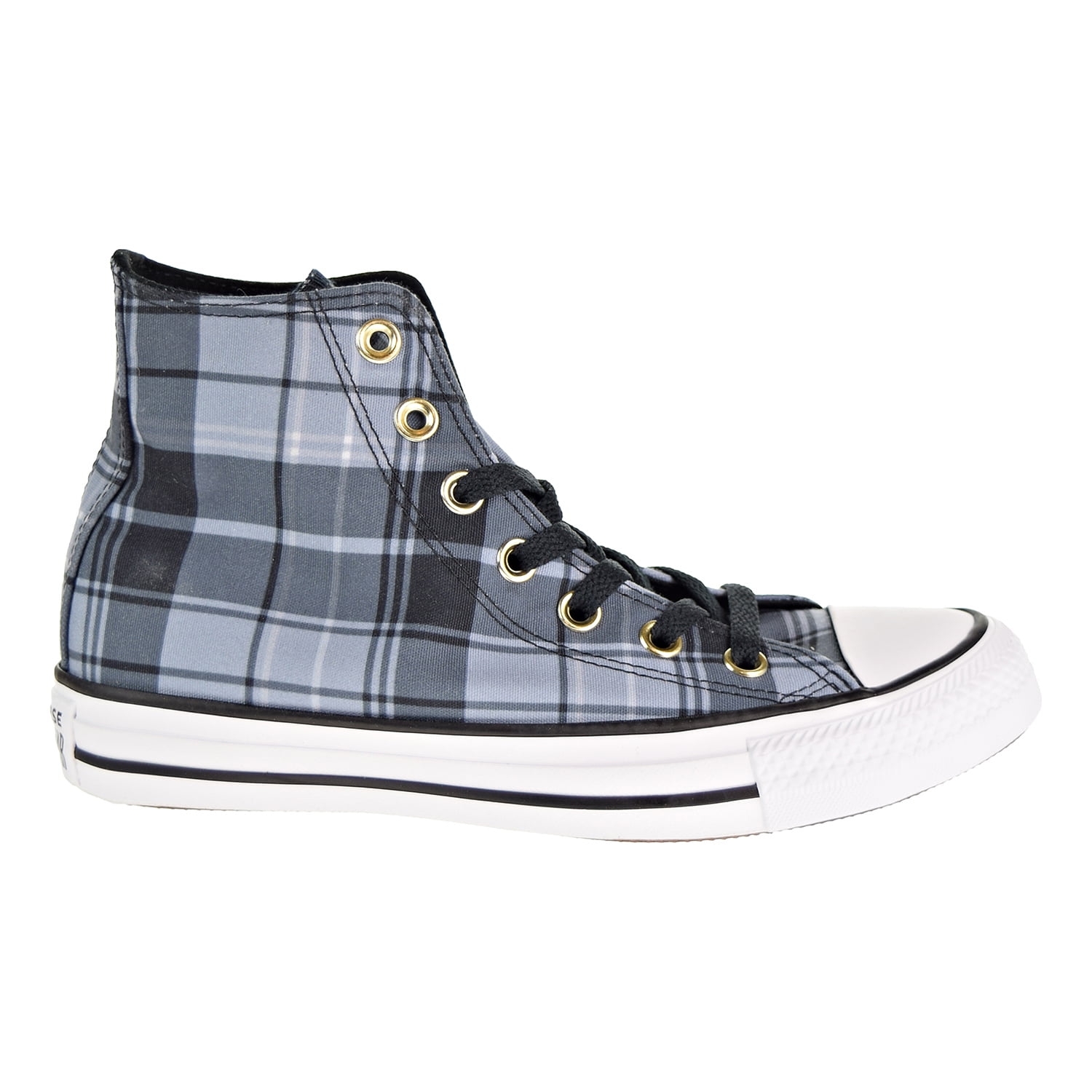 Black and top white plaid converse