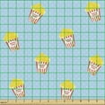 thumbnail image 2 of Ambesonne Cartoon Fabric by the Yard Upholstery, Movie Night Theme Pop Corn, 2 Yards, Mustard and Pale Blue, 2 of 5