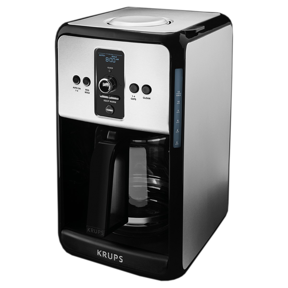 Krups Turbo Savoy Black and Stainless 12 Cup Programmable Coffee Maker