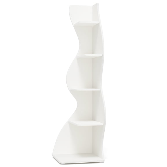 Spaco Modern 5-Tier Corner Shelf, Wall Corner Bookshelf Bookcase, White