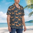 thumbnail image 3 of Honeii Reindeer Print Men’s Hawaiian Shirt,Classic Button-Down Short Sleeve Shirt, for Beach, Vacation, and Outdoor Activities,Small, 3 of 7