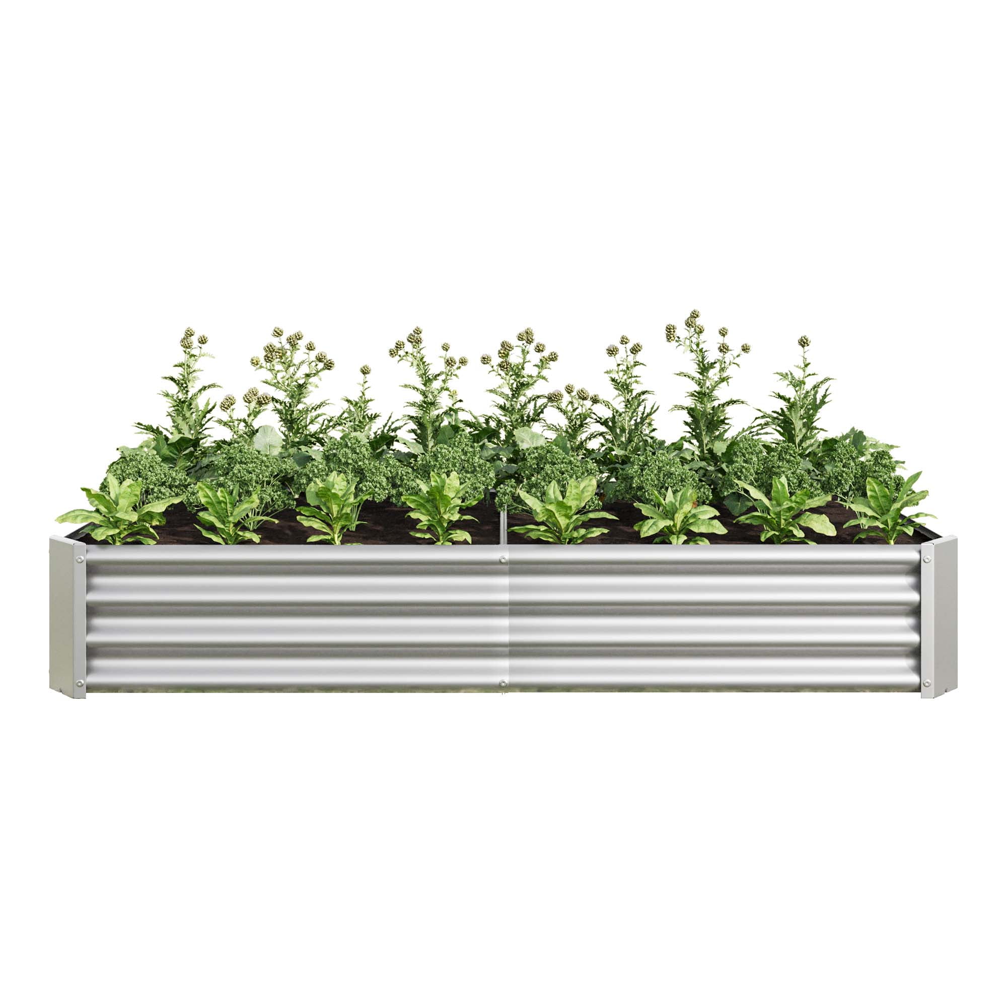Aukfa Raised Garden Bed Outdoor, Large Heavy Metal Planter Box Steel Kit for Vegetables Flowers Herb, 6 ft x 3 ft, Silver