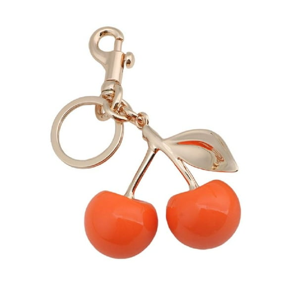 Portable Orange Cherry Pendant Keychain Charm For Women Handbag Purse Decoration And Car Interior Accessory
