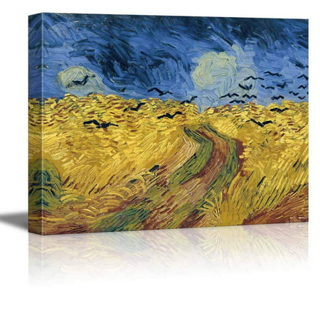 wall26 Wheatfield with Crows by Vincent Van Gogh - Oil Painting Reproduction on Canvas Prints Wall Art, Ready to Hang - 32