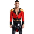 thumbnail image 2 of TiaoBug Mens Circus Magician Halloween Ringmaster Costume Long Sleeve Drum Band Jacket Tailcoat Red XXL, 2 of 6