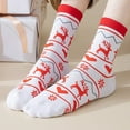 thumbnail image 4 of IWRICH Christmas Socks Snowflake Reindeer Santa Graphic Soft Cozy Mid Calf Tube Socks for Fall Winter Red, 4 of 5