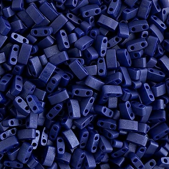 Miyuki Half Tila Miyuki TILA Half Cut 5x2.3mm 2 Hole Cobalt Opaque Matte HTL2075 5.2Gms Vial of Japanese Glass Beads