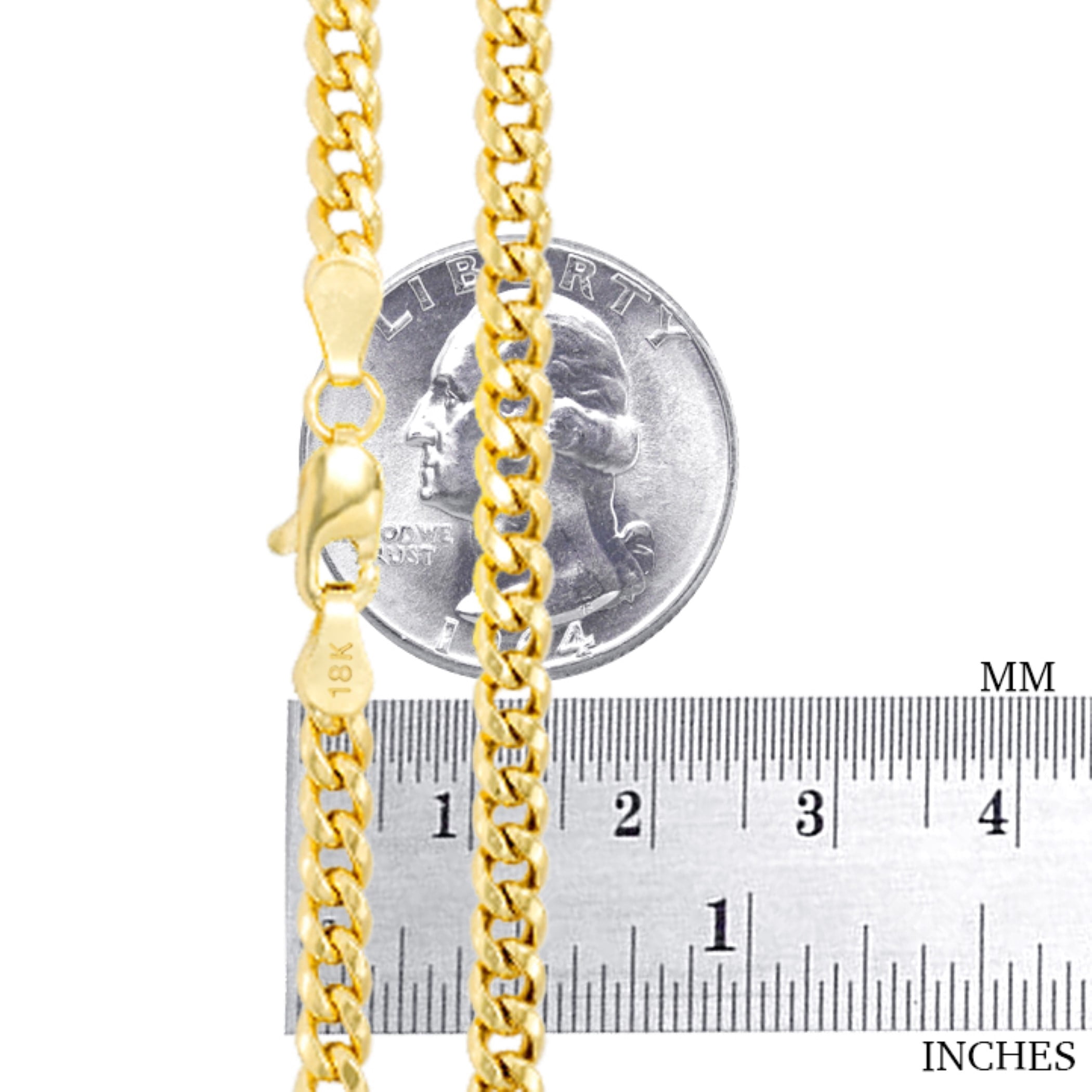 Nuragold 18k Real Yellow Gold Solid Miami Cuban Link 2.7mm Chain Necklace (16"-30") Italian Jewelry for Men & Women