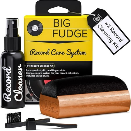 Big Fudge Vinyl Record Cleaning Kit - 4-in-1 Solution with Velvet Brush, Cleaning Liquid, Stylus Brush & Pouch
