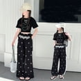 thumbnail image 5 of SJLDQY Girls Wide Leg Pants Lace Trousers for Girls Cute Bow Graphic Casual Baggy Pants with Pockets, 5 of 9