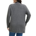 thumbnail image 4 of GRACE & GRANDEUR Women's Plus Size Open Front Long Sleeves Sweater Mid Length Cardigan 3X Grey, 4 of 5