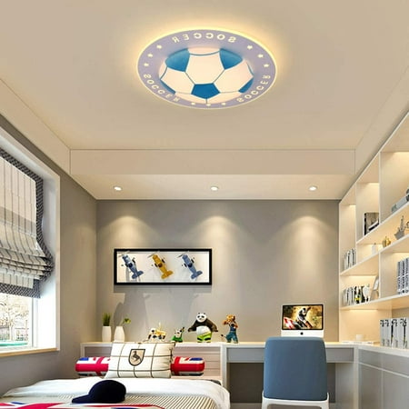 Dimmable Led Ceiling Light Soccerpatterned Creative Boys Girls Bedroom Lamp Modern Kids Room Chandelier Lighting Fixture For Children Blue Diameter52cm 20inch Canada Dimmable Led Ceiling Light, Toddler Girl Room Light Fixture