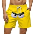 thumbnail image 2 of GUZOM Mens Swim Trunks for Men, Funny Novelty Board Shorts with Pockets, Quick Dry Cartoon Print, Elastic Waist, Yellow,Size L, 2 of 5