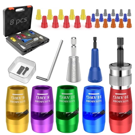 Beslands Electrician Wire Stripper Twister Tool for Drill - AWG 6-14 Gauge Stripping & Twisting Connector Set Professional Quick Wire Nut Twister Kit Electric Drill Tool Accessories