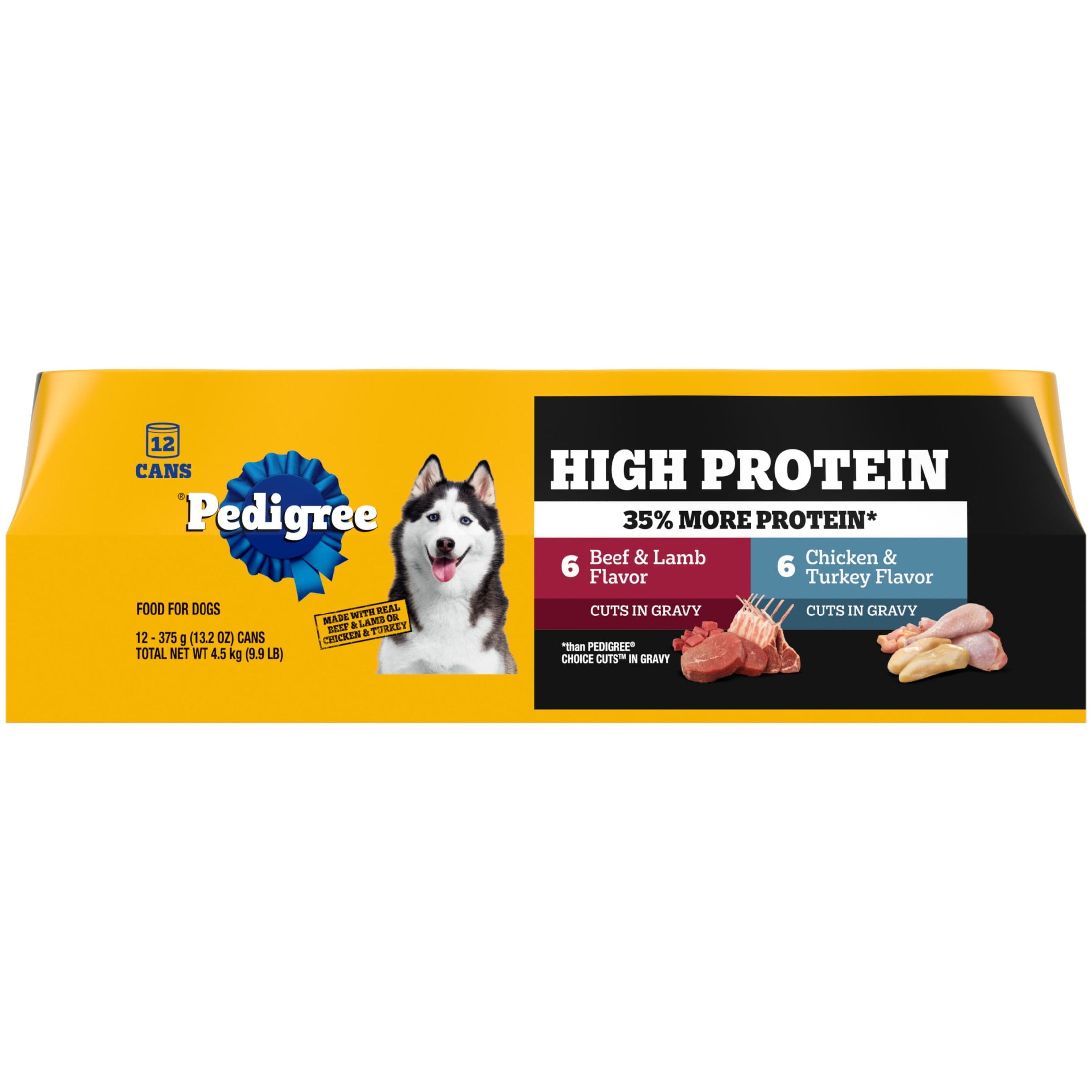 Pedigree High Protein Beef Lamb & Chicken Turkey In Gravy Wet Food Variety Pack (12) 13.2 Oz Cans