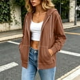 thumbnail image 5 of Kezqiaxn Womens Sweatshirt Fashion Long Sleeve Drawstring Lightweight Casual Sweatshirts with Pockets Zip up Hoodie Coffee M, 5 of 9