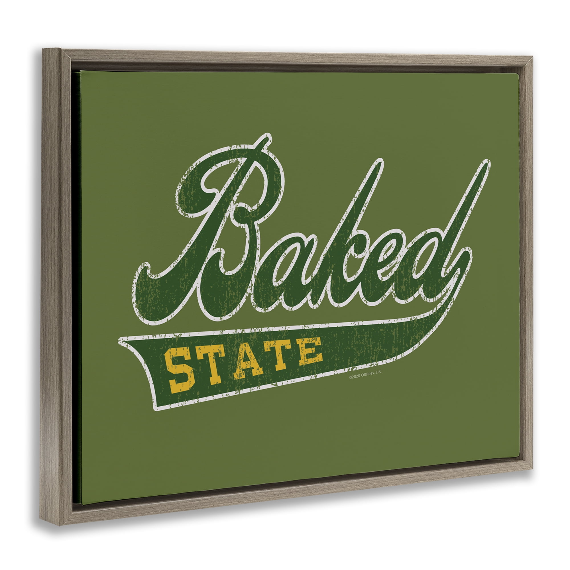 Stupell Industries Baked State Varsity Style Text & Numbers Painting Brown Floater Framed Canvas Art Print Wall Art, 21 x 17