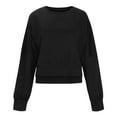 thumbnail image 6 of Virmaxy Women's 2024 Trendy Cropped Sweatshirt Scoop Neck Side Slits Long Sleeve Outfits Loose Asymmetrical Hem Pullover Tops Black S, 6 of 6