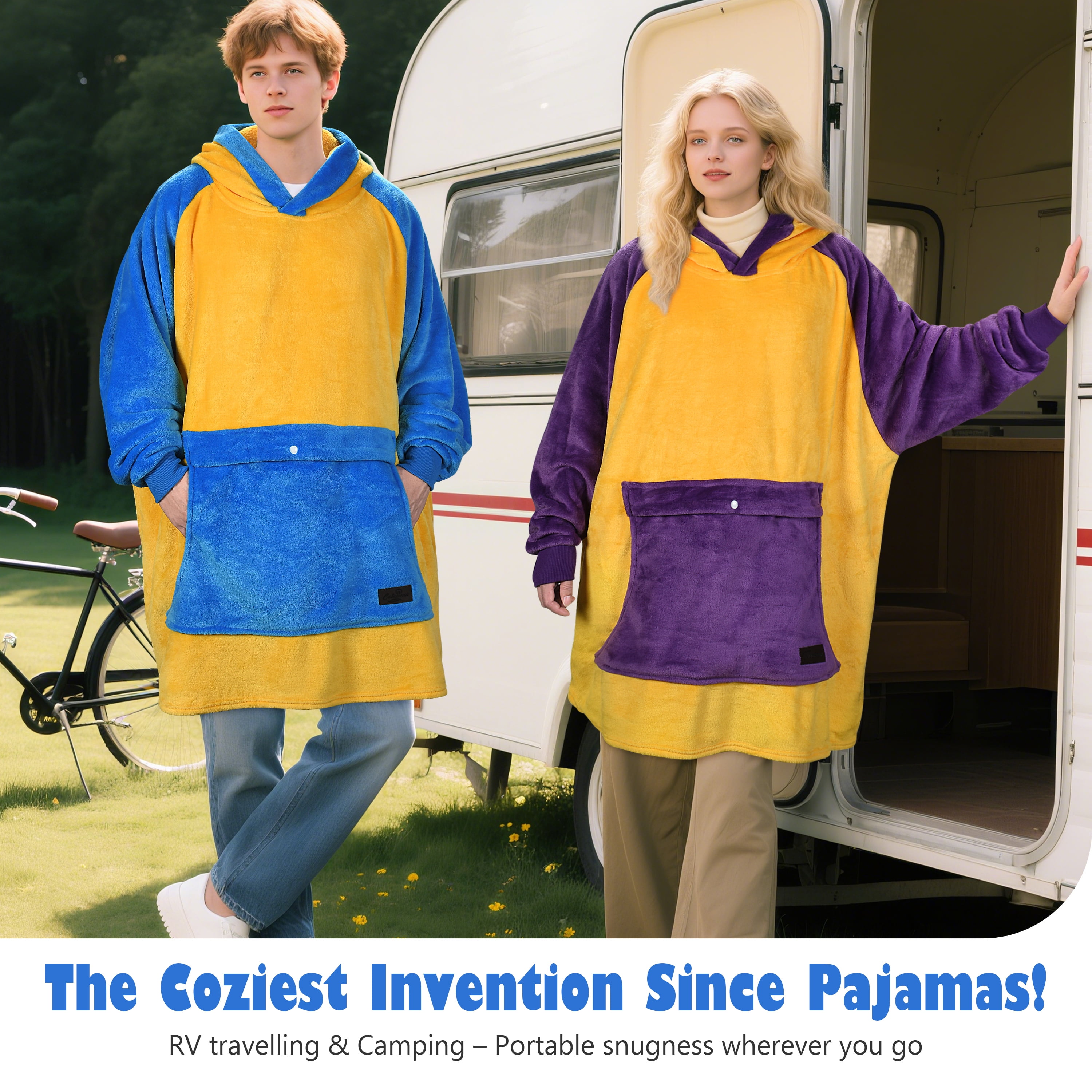 Catalonia Oversized Blanket Hoodie Sweatshirt, Fleece Pullover with Large Front Pocket, for Adults Men Women