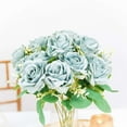 thumbnail image 2 of Efavormart 2 Pack | 18" Dusty Blue Artificial Silk Rose Bouquet Faux Flower, 2 of 11