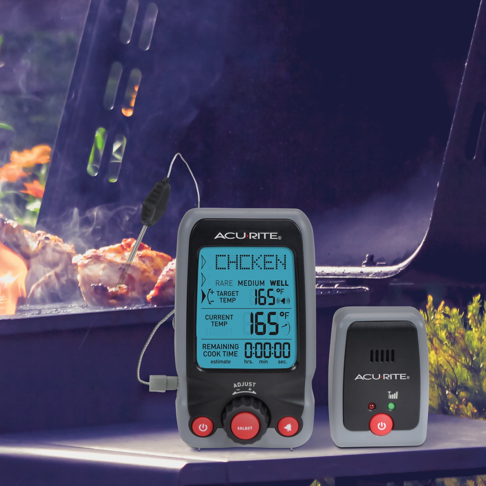AcuRite Digital Meat Thermometer with Wireless Pager and Time-Left-to-Cook (00278A2)