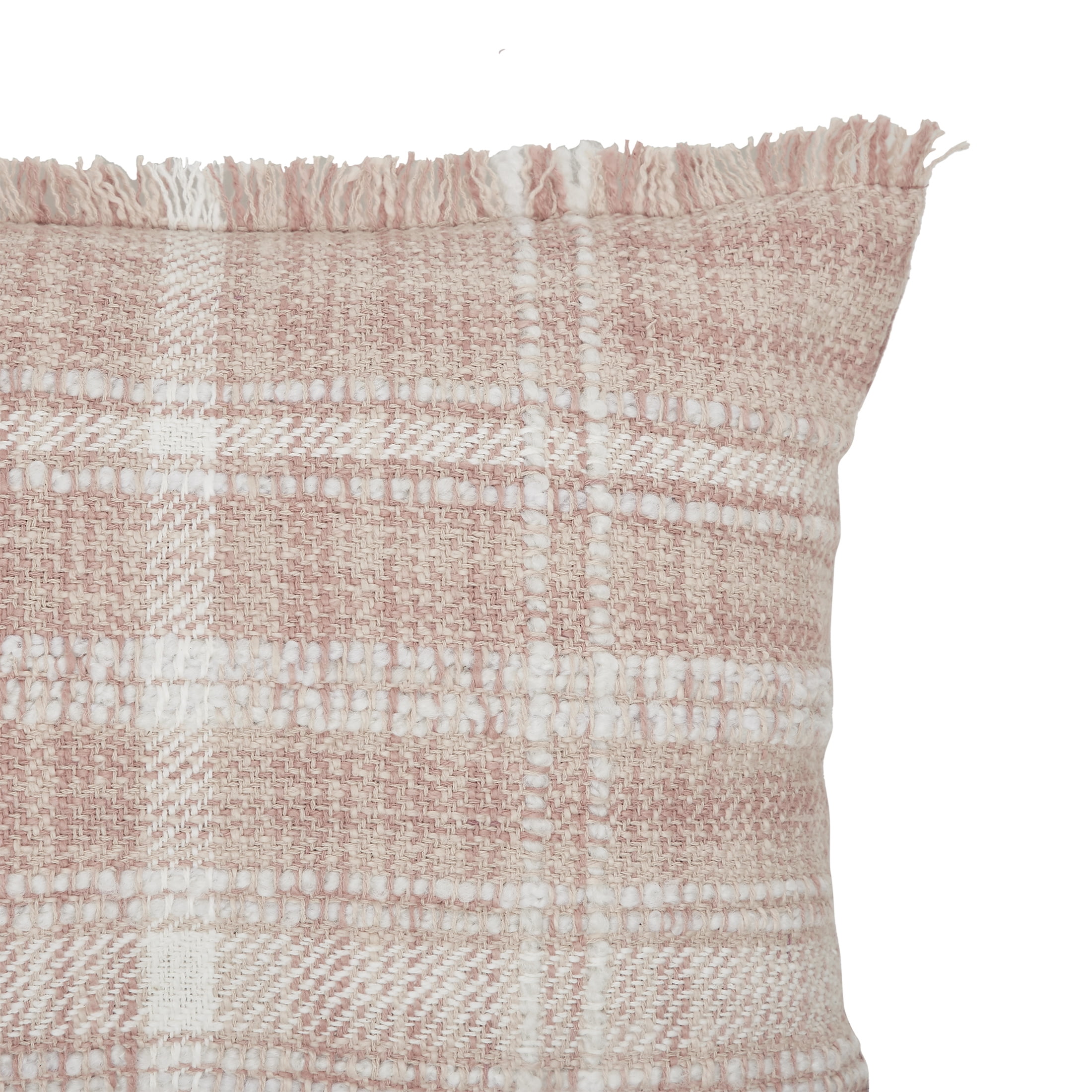 Better Homes & Gardens 14" x 20" Lulu Blush Plaid Cotton Rich Decorative Pillow