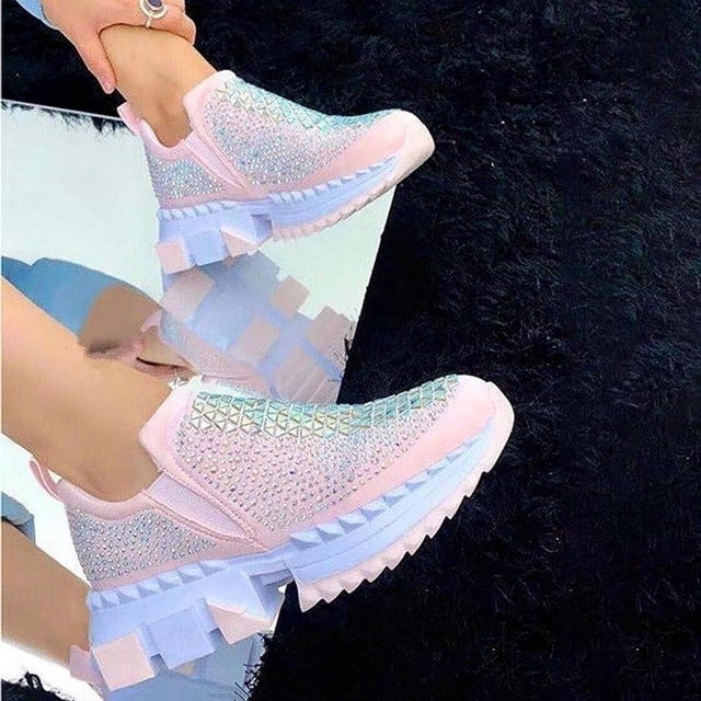 El nuevo estilo calza solo los zapatos corrientes de los deportes de las señoras de la plataforma del diamante artificial ocasional Wmkox8yii shalkjhdk2832