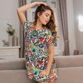 thumbnail image 3 of Fotbe Cute Nautical Bata de Dormir para Mujer con Estampado, Camisón de Algodón de Manga Corta, Ropa de Dormir Casual, 3 of 6
