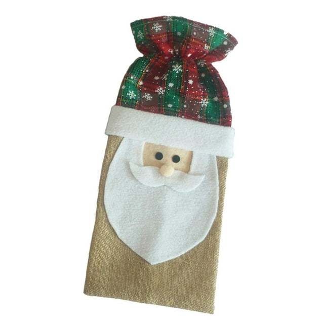 simhoa Santa Claus Bottle Cover Table Holiday Gift Bag Christmas Hostess Decorations Green