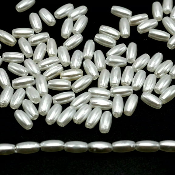 U8MO 1000 Pure White Plastic Faux Pearl Tiny Rice Oval Beads 3X6mm Imitation Pearl
