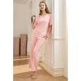 thumbnail image 4 of U2SKIIN Women Pajama Sets, Lightweight Nightwear Short Sleeve Sleepwear with Long Pants,(Light Pink,S), 4 of 5