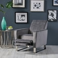 thumbnail image 3 of Oufan Push Back Recliner, Velvet Armchair with Hight Back & High Metal Legs, Mid Century Modern Comfy Recliner Chair for Living Room, Bedroom, Gray, 3 of 9