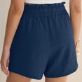 thumbnail image 3 of Women's High Waisted Casual Shorts with Elastic Drawstring Waist, Soft Fabric for Lounge, Errands, or Summer Travel, Versatile Pull-On | CSEONE,Navy L, 3 of 3