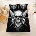 thumbnail image 5 of Homewish Gothic Halloween Skull Bed Sheets,3D Skeleton Pattern Full Size Sheets,Black White,4pcs,1 Flat Sheet,1 Fitted Sheet and 2 Pillowcases, 5 of 6