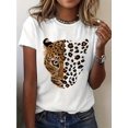 thumbnail image 1 of T-Shirt Vintage à Imprimé Graphique - Design Léopard Tigre, Manches Courtes, Col Rond, Doux et Respirant pour l'Été et le Printemps, Haut Décontracté pour Femmes, 1 of 7