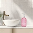 thumbnail image 2 of Unique Bargains 1 Pc Durable Vertical Stripes Soap Dispenser 13.53oz Pink Silver Tone, 2 of 6