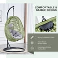 thumbnail image 3 of SUDICA Outdoor Hanging Rattan Egg Chair with Stand, Green Wicker Swing Chair with Cushion for Garden or Balcony, 3 of 10