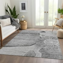 Addison Rugs Chantille Indoor/Outdoor Transitional Floral Gray Washable Rectangle Rug, 10' x 14'