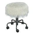 thumbnail image 2 of Linon Tillie Backless Home Office Stool, 18.3"-20.28" Adjustable Seat Height , Chrome Finish with White Faux Fur Fabric, 2 of 3