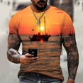 thumbnail image 1 of T-shirt Motif Voilier d'Été pour Hommes Impression 3D l Personnalité Col Rond Manches Courtes Mode Créative Classique Qualité, 1 of 5
