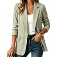 thumbnail image 5 of Women's Lightweight Blazer Open Front Textured Blazer Jacket Long Sleeve Work office Suit Coat with Pocket Fall Casual Outerwear Beige, 5 of 6