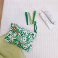 thumbnail image 1 of Bolsa de cosméticos Floral fresca verde con cremallera para mujer, servilletas sanitarias pequeñas lindas, bolsas de lápiz labial de maquillaje, monedero de algodón, bolsillo de lápiz labial LIUWENJING unisex, 1 of 2