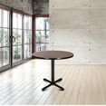 thumbnail image 5 of Hampden Furnishings Bennet Collection Steel Frame 36" Round Top, X Base, 30" Height Cafe Table, Black Frame/Mahogany Top, 5 of 5