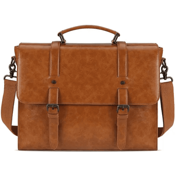 Maletin Porta Laptop 15.6 Pulgadas De Cuero Marron Malubero Malu2182
