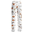 thumbnail image 6 of OIOLOYJM Halloween Pajama Pants Women Ghost Print Wide-Leg Cute Sleeping Comfortable Pajama Bottoms Party Stretchy Yoga Elastic Waist Sweat Pants Orange L, 6 of 7