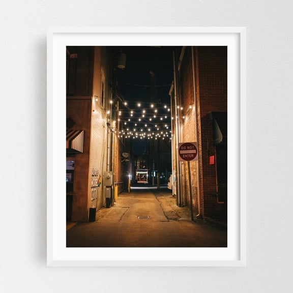 String Lights, Kingsport - Kingsport Tennessee Photography White Framed Wall Art Print 16 x 20 inches