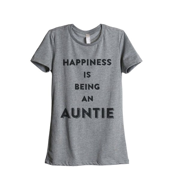 Thread Tank Happiness Auntie Women's Relaxed Crewneck T-Shirt Tee Heather Grey Small