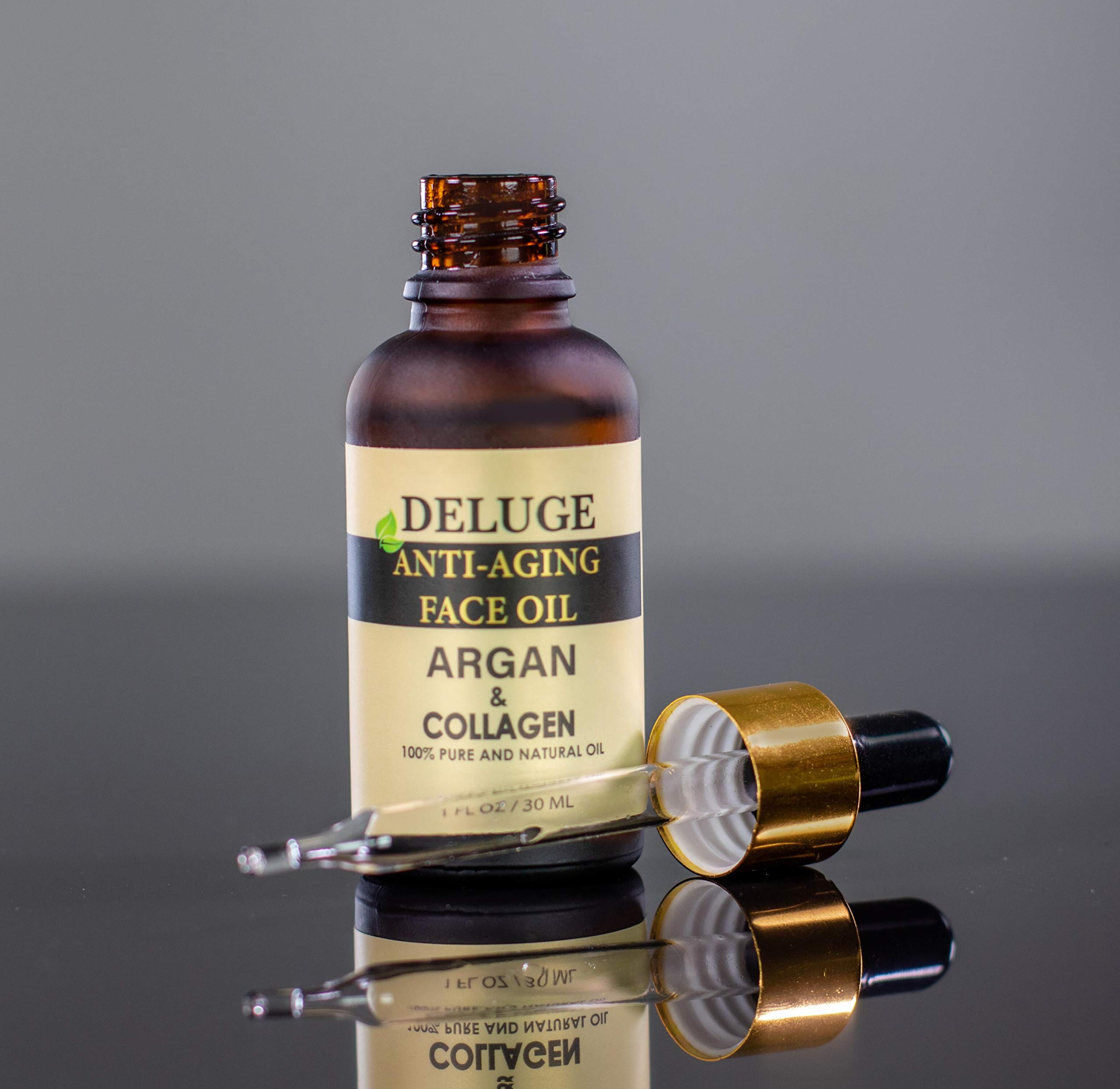 Deluge’s Collagen Face Oil with Argan Oil - 100% Natural, Anti Aging & Skin Firming Formula (1 FL oz)