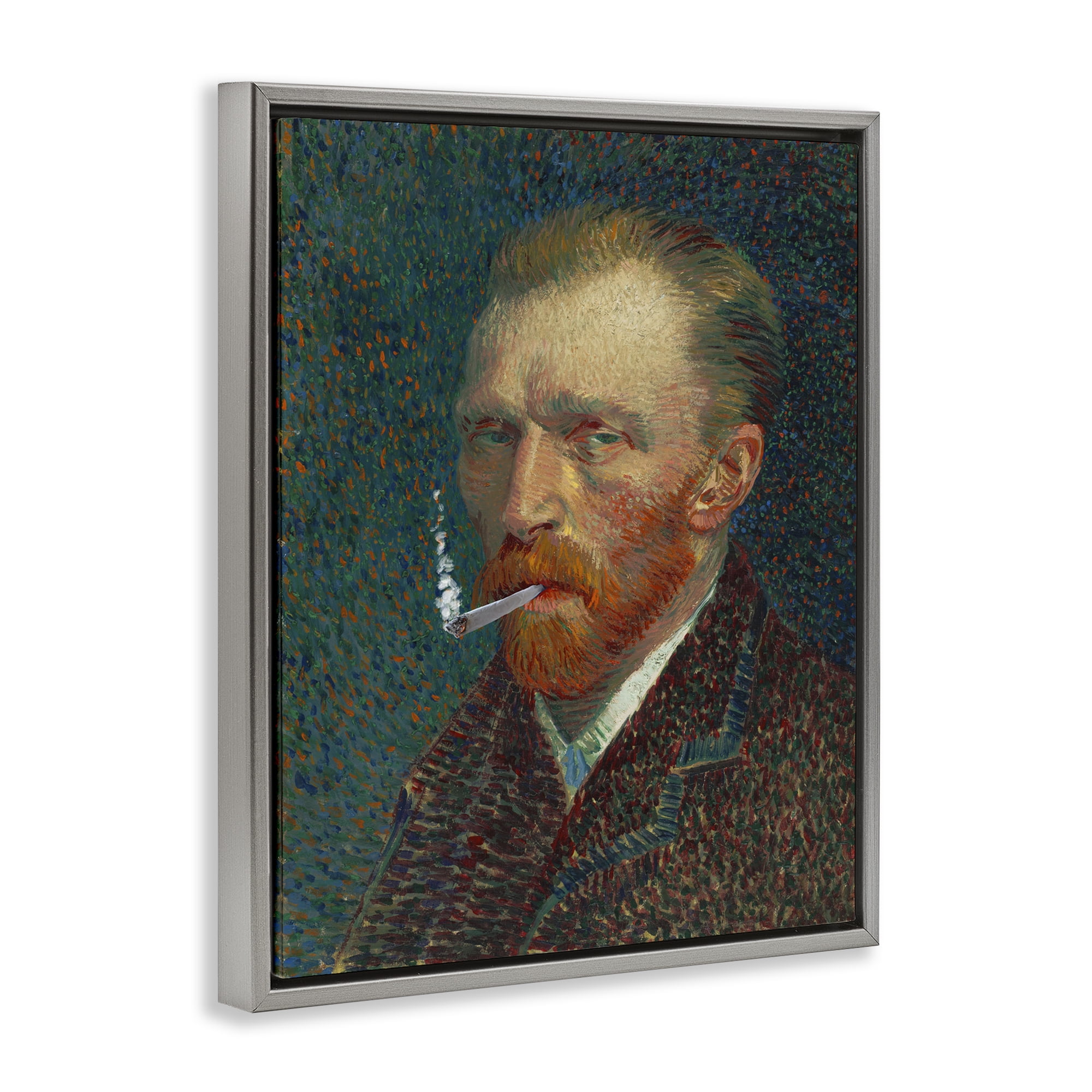 Van Gogh Portrait with Smoke Gray Framed Floater Canvas Wall Art, design by Masters Redux