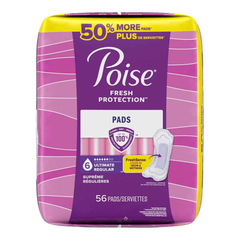Poise Incontinence & Postpartum Pads, Ultimate Absorbency, Regular 